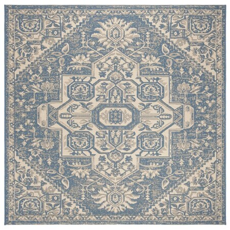 Safavieh 6 ft. 7 in. x 6 ft. 7 in. Square Linden 100 Contemporary Area Rug - Cream & Blue LND138N-6SQ
